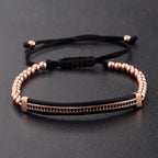 2020 Classic Luxury CZ Black Zircon Long Tubes&4MM Copper Beads Macrame Men Bracelets&Bangles For Women Jewelry Bileklik