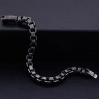Solid Black Stainless Steel Men Bracelet Vintage Jewelry 9MM Wide Chain Link Friendship Men's Bracelets & Bangles For