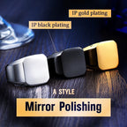 BEIER  Men's High Polished Fashion Man's 316L Stainless Steel Biker Unique Golden Black Square Ring For Men Gift BR8-177