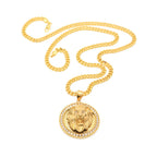Iced Out Lion Head Pendant — Gold