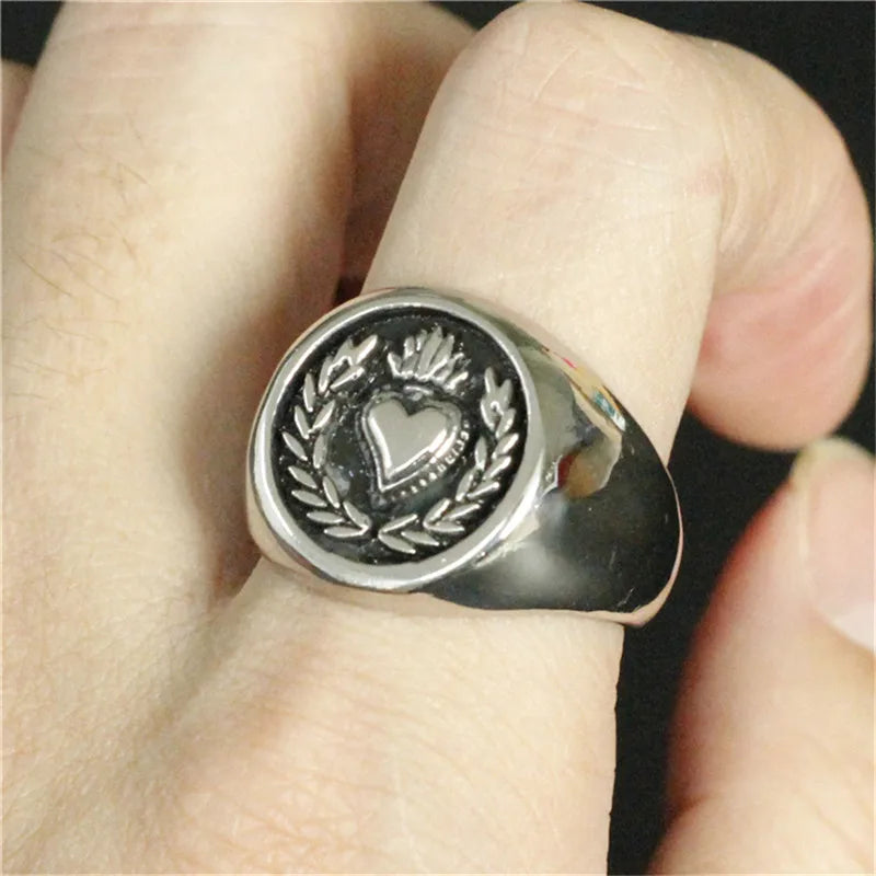 Olive Branch Love Heart Ring — Leaf Band Design