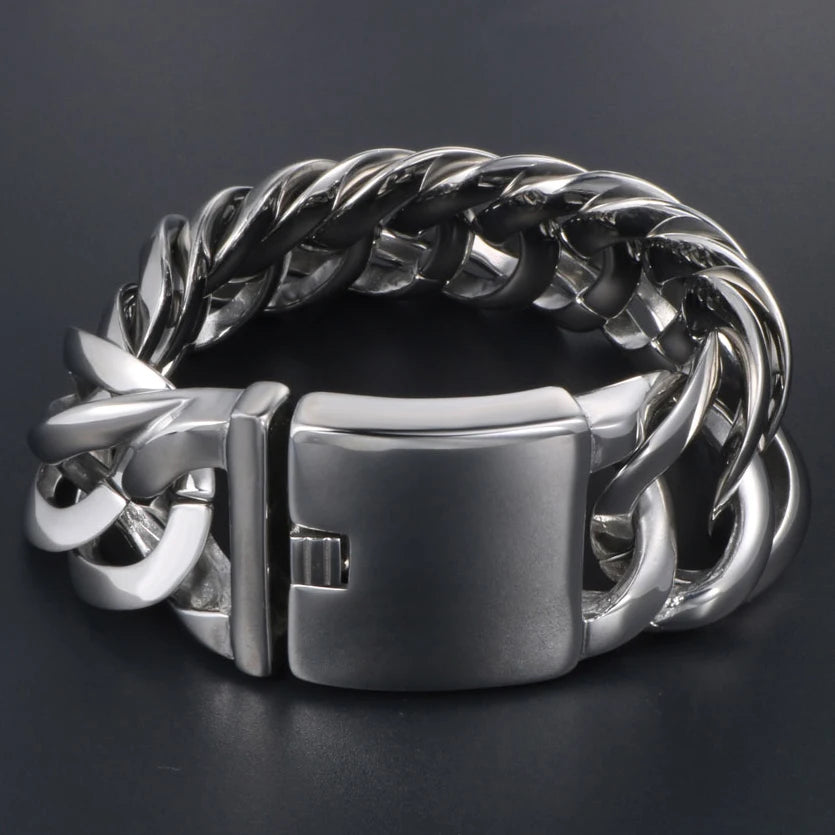 Massive Metal Bikers Jewelry 33MM Stainless Steel Curb Chain Bracelets For Man Men's Bracelets Bangles Gift For Husband