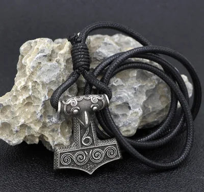 Leather Adjustable Viking Odin Raven Thors Mjolnir Hammer Viking Amulet Hammer Scandinavian Norse Bracelet for Men