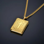 Jesus Cross Necklace Jewelry For Men Women Gold-Color Steel Chain Male Photo Locket Style Jesus Crucifix Pendant