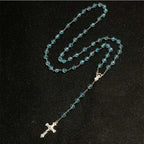 8mm fashion rosary ladies necklace high quality diy Jesus Christian cross necklace and pendant long chain jewelry