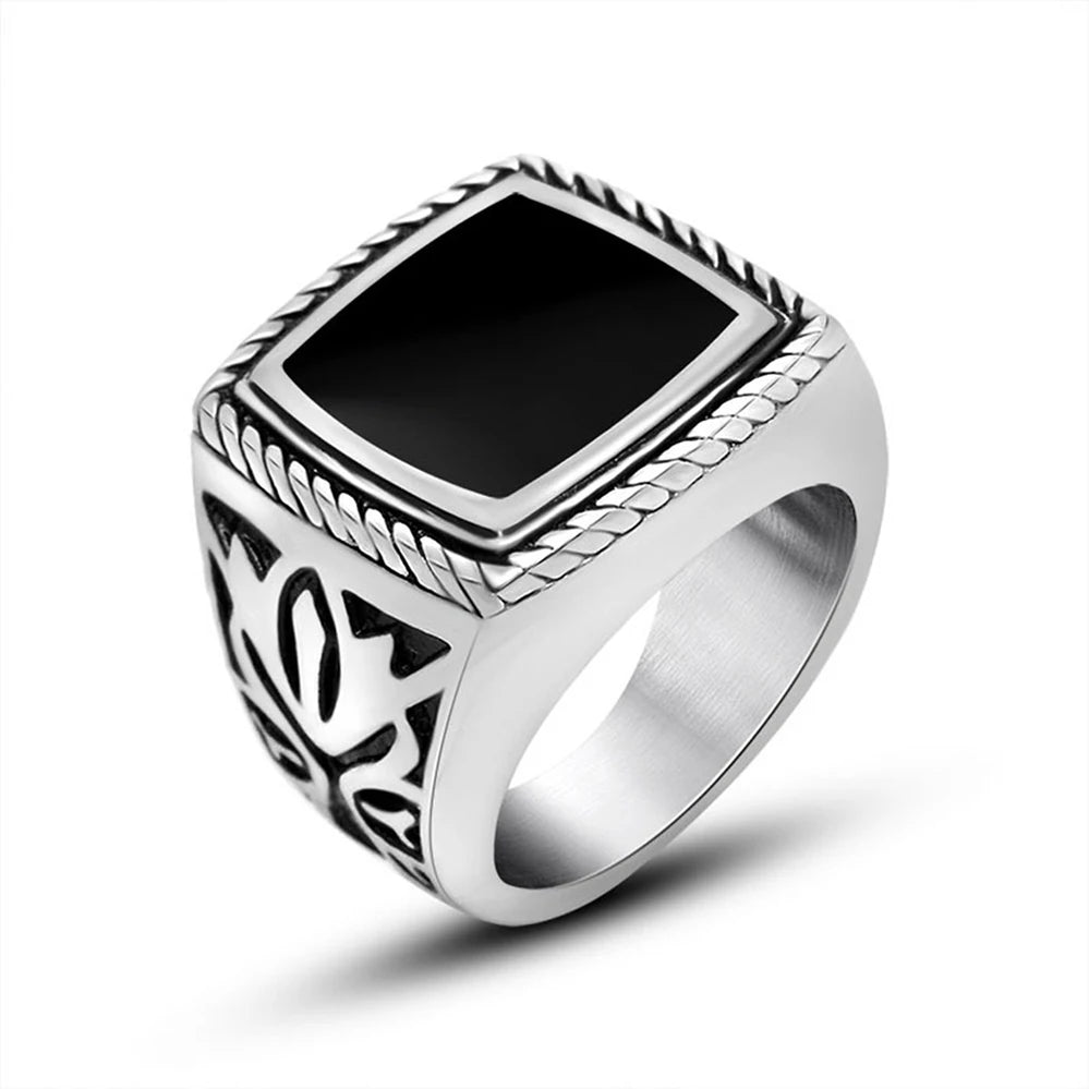 Cool Stainless Steel Men's Rings 18MM Wide Epoxy Ringen Men Fashion Classic Jewelry Accessories Gifts For Him Finger