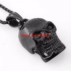 Gothic Black Skull Pendant Box Chain — SS
