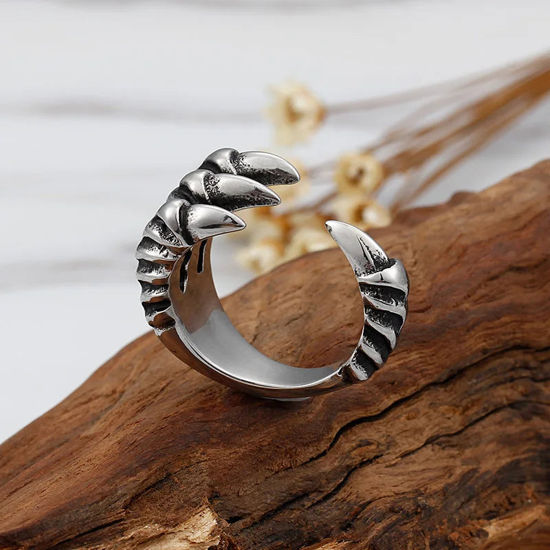 Size 7-12 Punk Rock Dragon Claw Style Men's Rings for Man Gothic Bike Jewelry Stainless Steel Finger Ring Male Jewelry