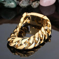 Gold Color Bracelet Men Luxury On Hand Male Jewelry 17MM Wide Stainless Steel Cuban Chain Men's Bracelets Best Friends
