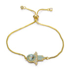 Iced Out Hamsa Copper Bracelet — Adjustable