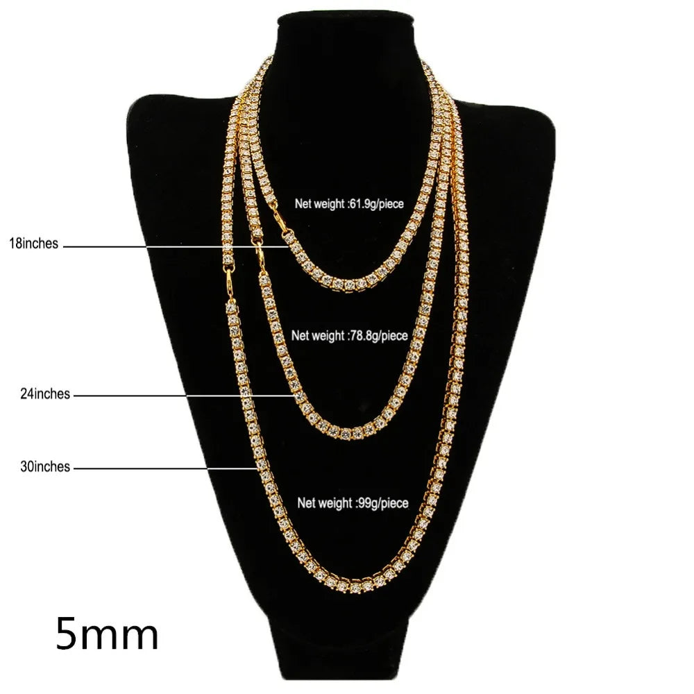 TBTK One Row Tennis Link Chain Choker Necklace Paved Bling Crystal Zircon Punk Style Man Luxury Hiphop Jewelry