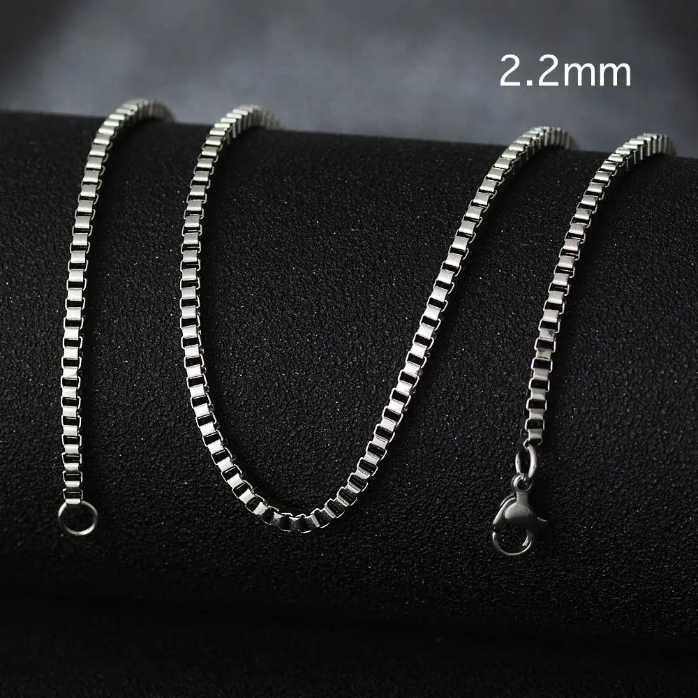 50cm New Fashion Stainless Steel Chain 1.2-3mm Silver Color Rose Gold Necklace Jewelry Vacuum Plating Accessories Chokers Collar
