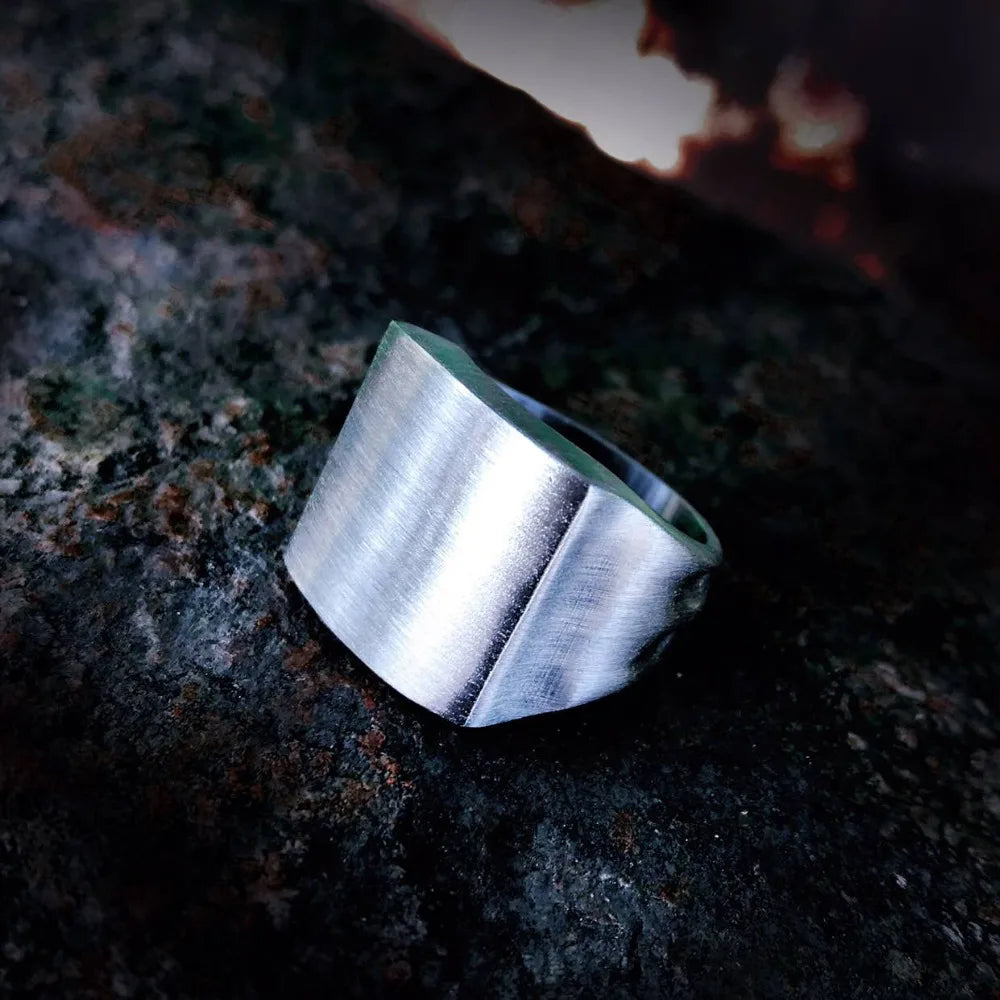 Polished Signet Band Ring — Stainless Steel