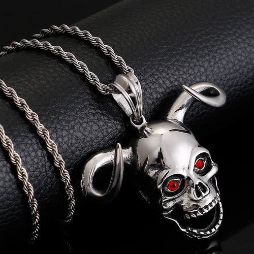 Punk Stainless Steel Animal Necklace For Men Cool Cow Horn & Skull Head Necklaces & Pendants Jewelry Making Boys'