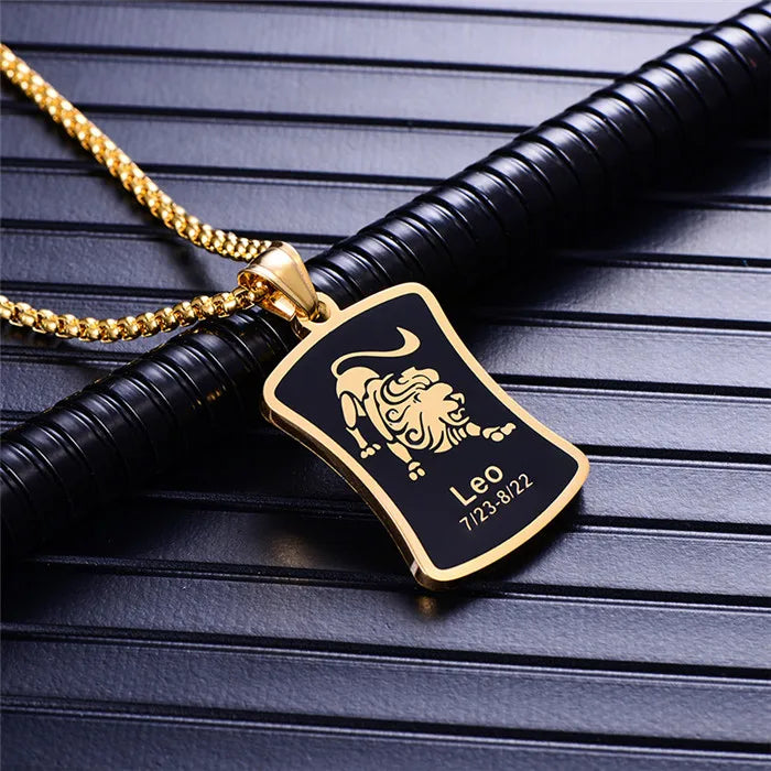 Scorpio 12 Constellations Necklace Birthday Gifts Gold Color Stainless Steel Amulet Pendant Zodiac Sign Jewelry Collier