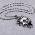Punk Rocker Gothic Skeleton Skull Pendant Necklace For Man Cool 316L Stainless Steel Biker Jewelry On Neck Jewelry