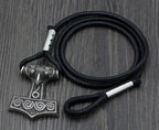 Leather Adjustable Viking Odin Raven Thors Mjolnir Hammer Viking Amulet Hammer Scandinavian Norse Bracelet for Men
