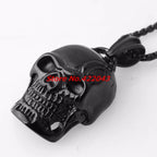 Gothic Black Skull Pendant Box Chain — SS