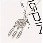 Hollow Dreamcatcher Pendant Necklace for Women Fashion Leaf Feather Necklaces Vintage Ethnic Fashion Party Jewelry Gift Bijoux