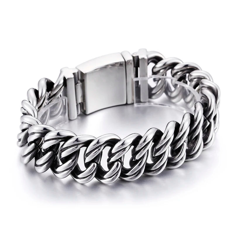 22MM Stainless Steel Chain Men‘s On Hand Chain Wrist Bracelets Biker Jewelry Bracelets For Man Mannen Armband Gift For
