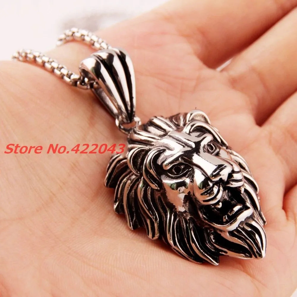 Lion Head Pendant — Two-Tone Stainless