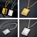 Jesus Cross Necklace Jewelry For Men Women Gold-Color Steel Chain Male Photo Locket Style Jesus Crucifix Pendant