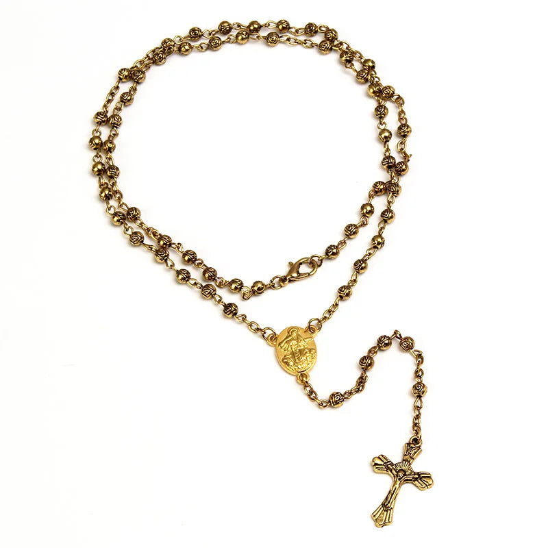 4mm Stainless Steel Necklace, Little Rosary Lady Jewelry Rosary Necklace Lady Jewelry Necklace Jesus Cross Necklace