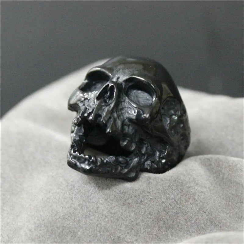 Genuine Stainless Steel Ring Jewelry for Men Fashion Punk Biker Skeleton Rings Size 7-15