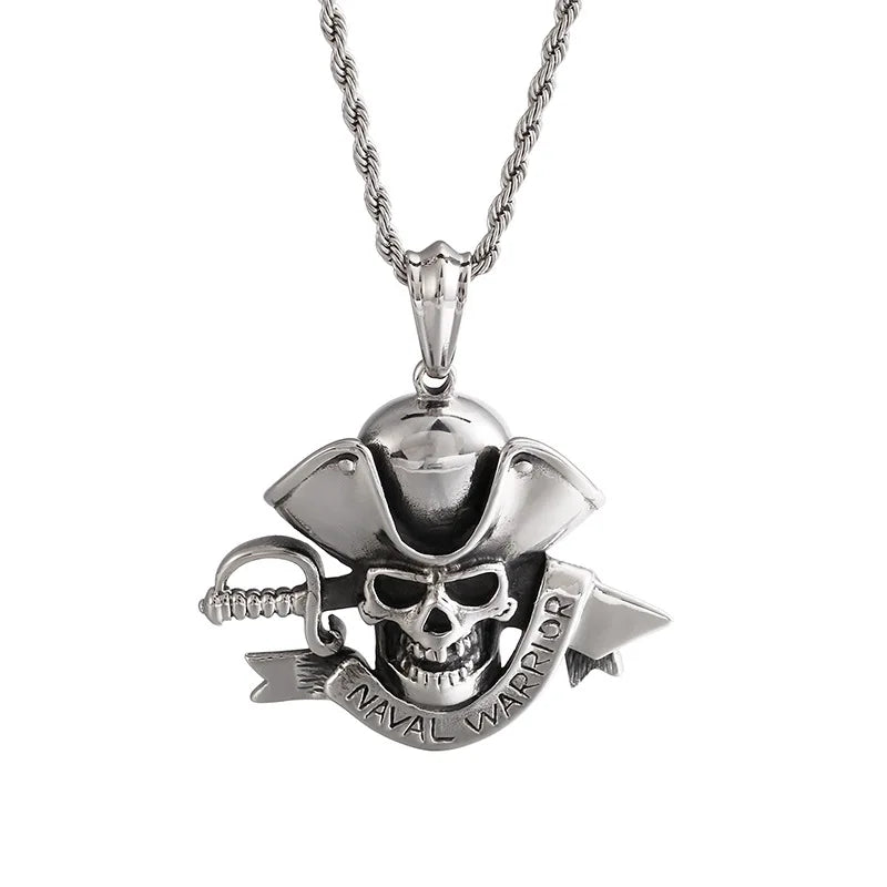 Pirate Captain Skull Pendant — Stainless Steel