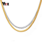 Vnox 24" Chain Necklace for Men Classic Simple Male Jewelry Stainless Steel 3mm width Punk Rocky Jewellry Gold Color