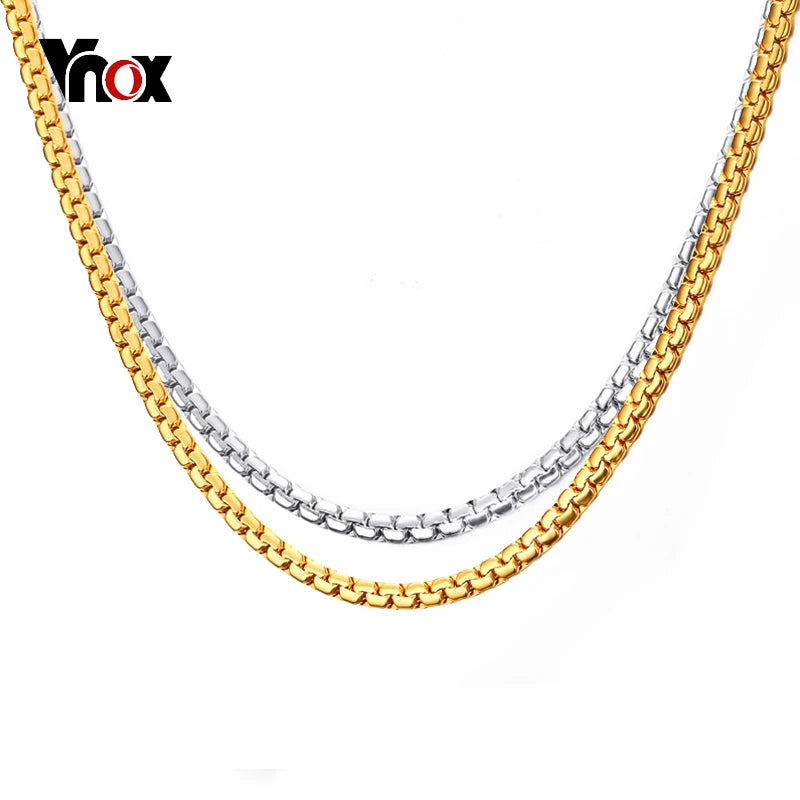 Vnox 24" Chain Necklace for Men Classic Simple Male Jewelry Stainless Steel 3mm width Punk Rocky Jewellry Gold Color