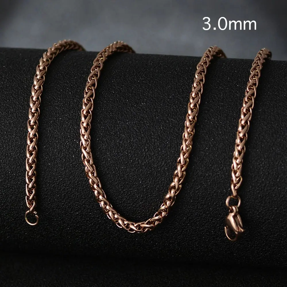 50cm New Fashion Stainless Steel Chain 1.2-3mm Silver Color Rose Gold Necklace Jewelry Vacuum Plating Accessories Chokers Collar