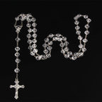 8mm fashion rosary ladies necklace high quality diy Jesus Christian cross necklace and pendant long chain jewelry
