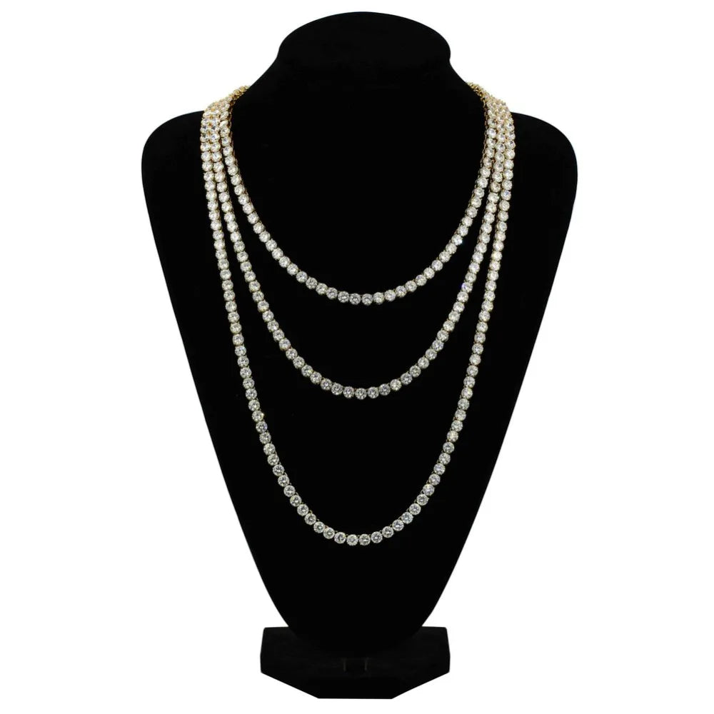 TOPGRILLZ 5MM  Iced Out Bling AAA Zircon 1 Row Tennis Chain Necklace Men Hip hop Jewelry dropshipping