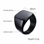 Monogram Black Signet Ring — Stainless Steel
