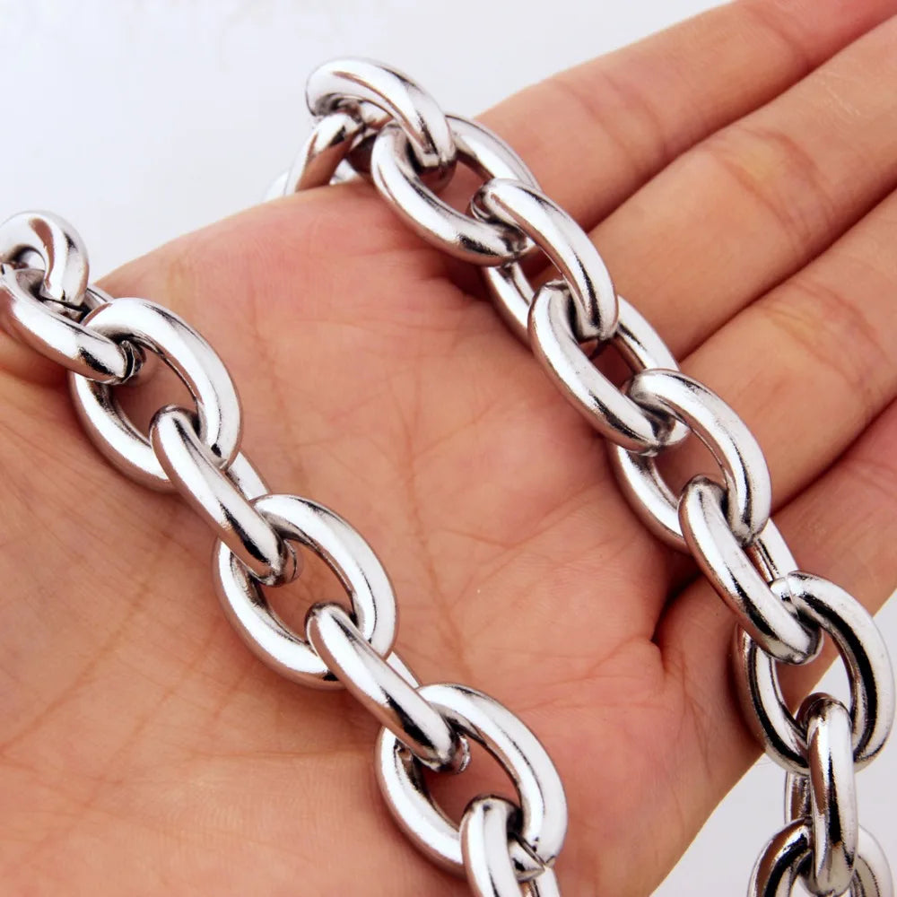Silver O Link Chain Necklace 8-15mm — SS