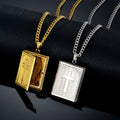 Jesus Cross Necklace Jewelry For Men Women Gold-Color Steel Chain Male Photo Locket Style Jesus Crucifix Pendant