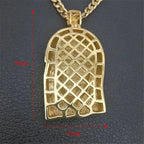 Hip Hop Iced Out Bling Jesus Head Pendant Male Gold Color Stainless Steel Christian Big Necklace for Men Religious