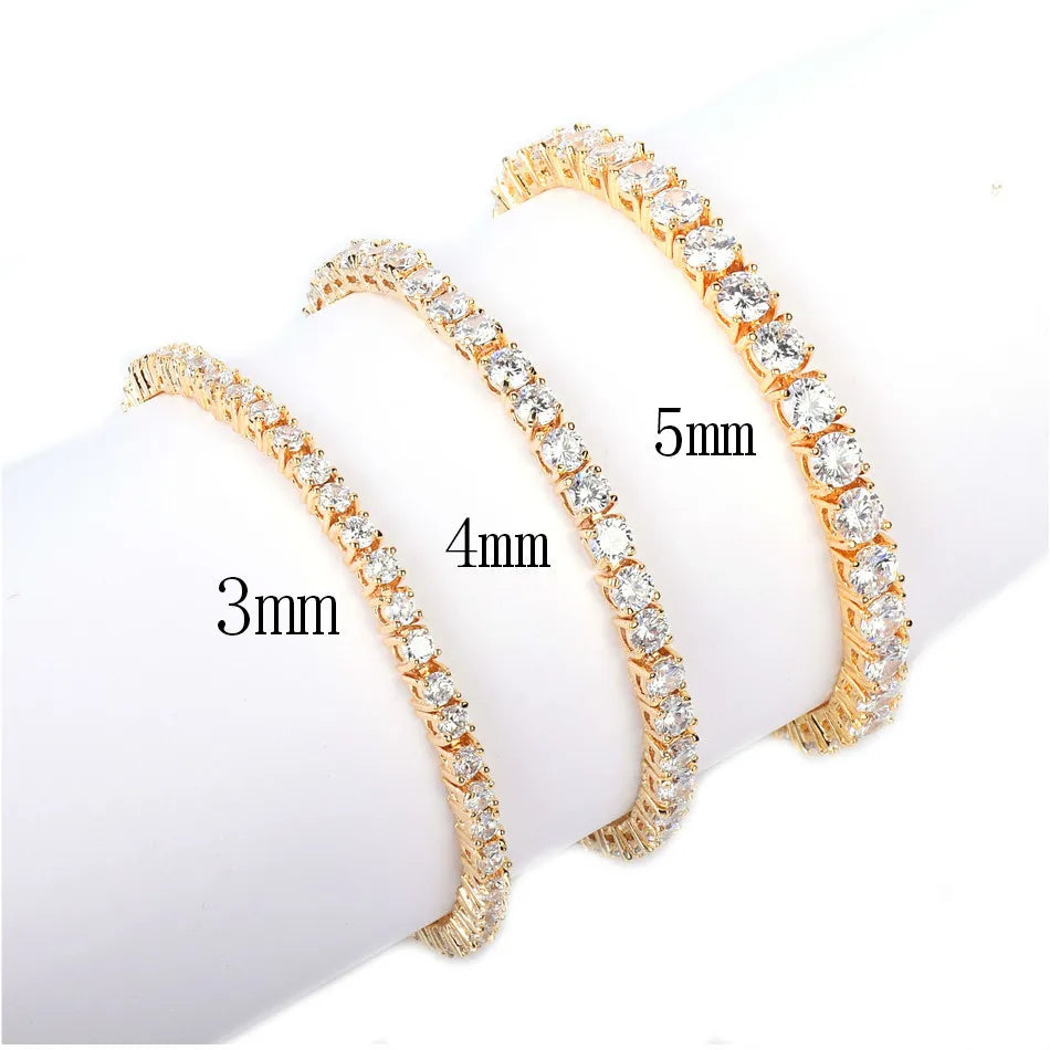 TBTK Fashion 3mm/4mm/5mm One Row Iced Out Chain AAA Zirconia Tennis Bracelet Hiphop Charms Wrist Luxury Jewelry