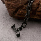 Vintage Men's Black Stainless Steel Link Chain Bracelets For Man 7.5" Barbell Shape Friendship Boys Bracelets & Bangles
