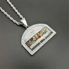 Religious The Last Supper Pendant Necklace For Men Stainless Steel Gold Color Iced Out Bling Cross Necklace Male Jewelry