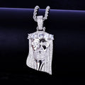 Bubble Letter Iced Religious Jesus Head Pendant Necklace Gold Color Bling Cubic Zircon Men's Hip Hop Jewelry For Gift