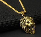 Hip Hop Silver /Gold/Black Color Lion Head Pendant Necklace For Men Luxury Stainless Steel Male Jewelry Friendship Gift