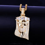 Bubble Letter Iced Religious Jesus Head Pendant Necklace Gold Color Bling Cubic Zircon Men's Hip Hop Jewelry For Gift