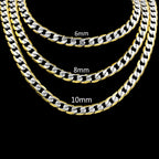 LUXUSTEEL Cuban Chain Necklace for Men Women Golden Plated Mixed Silver Stainless Steel Pattern Curb Link Chain Male Collar