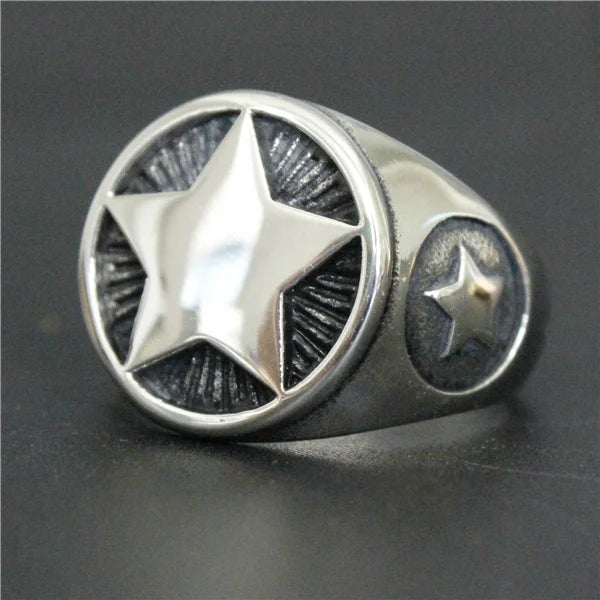 Four Color Star Party Band Ring — Stainless Steel