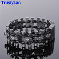Steampunk Stainless Steel Skull Man Bracelet Hand Bands For Men Punk Rock Men's Leather Bracelets Gothic Mannen Armband