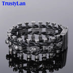 Steampunk Stainless Steel Skull Man Bracelet Hand Bands For Men Punk Rock Men's Leather Bracelets Gothic Mannen Armband