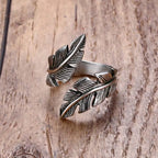 Angel Feather Wrap Ring — Stainless Steel