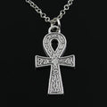 New Fashion Egyptian Ankh Life Symbol Pendants Round Cross Chain Short Long Mens Womens Silver Color Necklace Jewelry